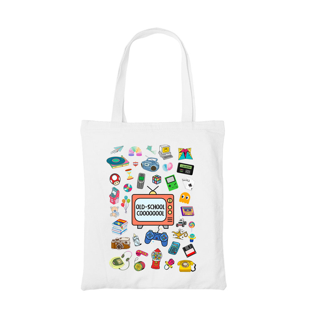 printed old school cool tote bag cotton printed printed graphic stylish buy online india the banyan tee tbt men women girls boys unisex  