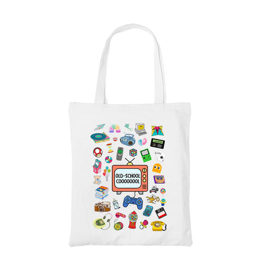 printed old school cool tote bag cotton printed printed graphic stylish buy online india the banyan tee tbt men women girls boys unisex  