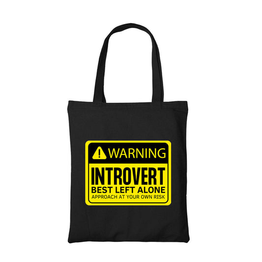 printed warning - introvert tote bag cotton printed printed graphic stylish buy online india the banyan tee tbt men women girls boys unisex  