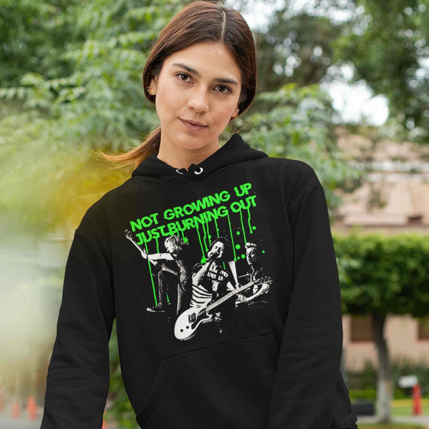 green day burnout hoodie hooded sweatshirt winterwear music band buy online india the banyan tee tbt men women girls boys unisex black not growing up just burning out