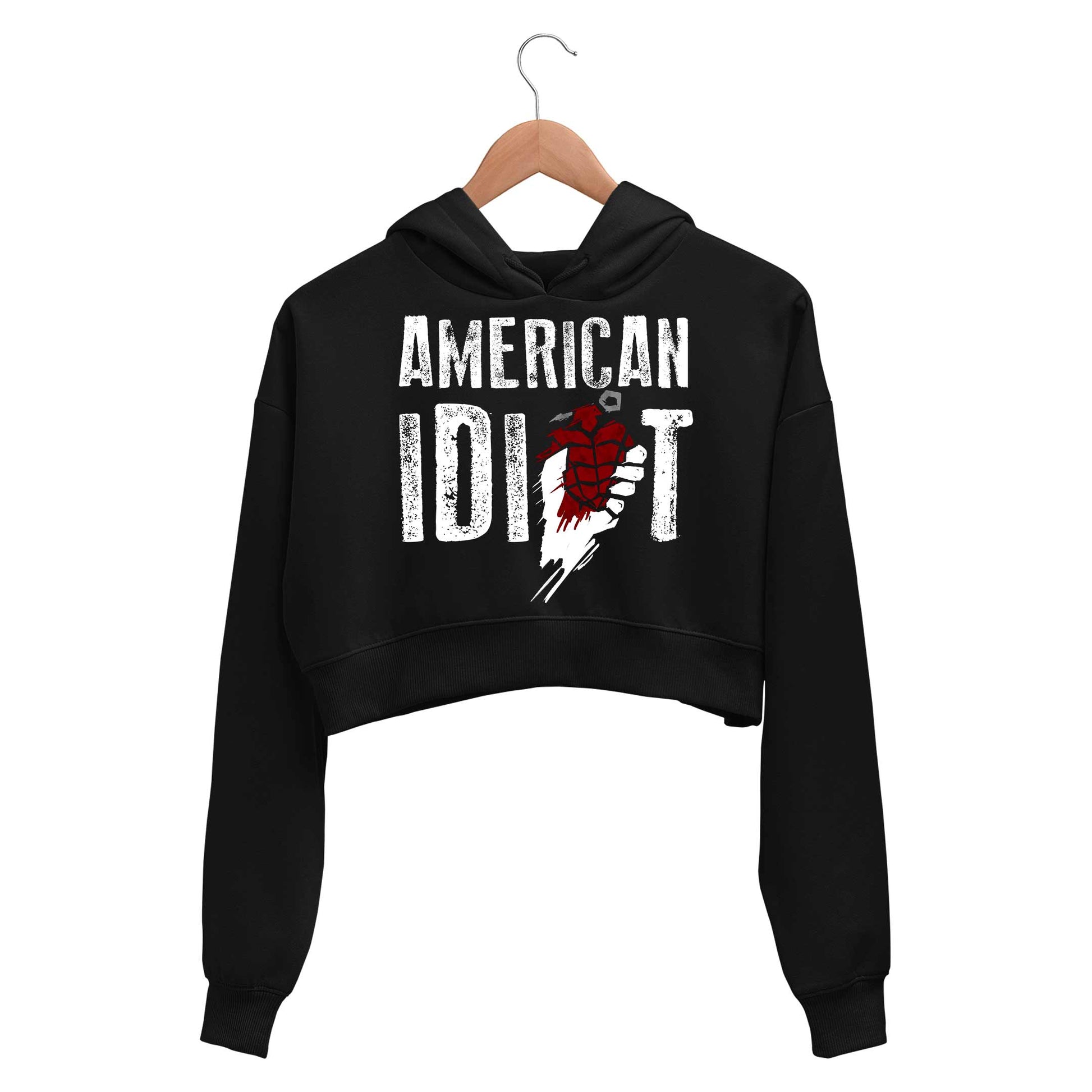 green day american idiot crop hoodie hooded sweatshirt upper winterwear music band buy online india the banyan tee tbt men women girls boys unisex black