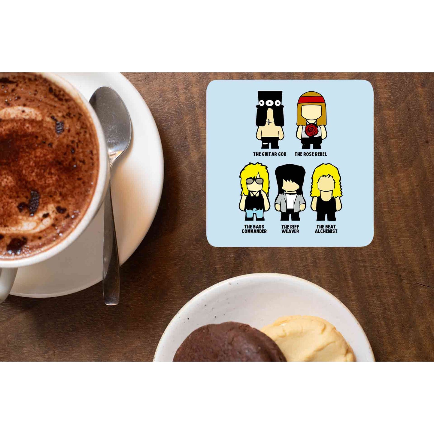 guns n' roses toon rebels coasters wooden table cups indian music band buy online india the banyan tee tbt men women girls boys unisex
