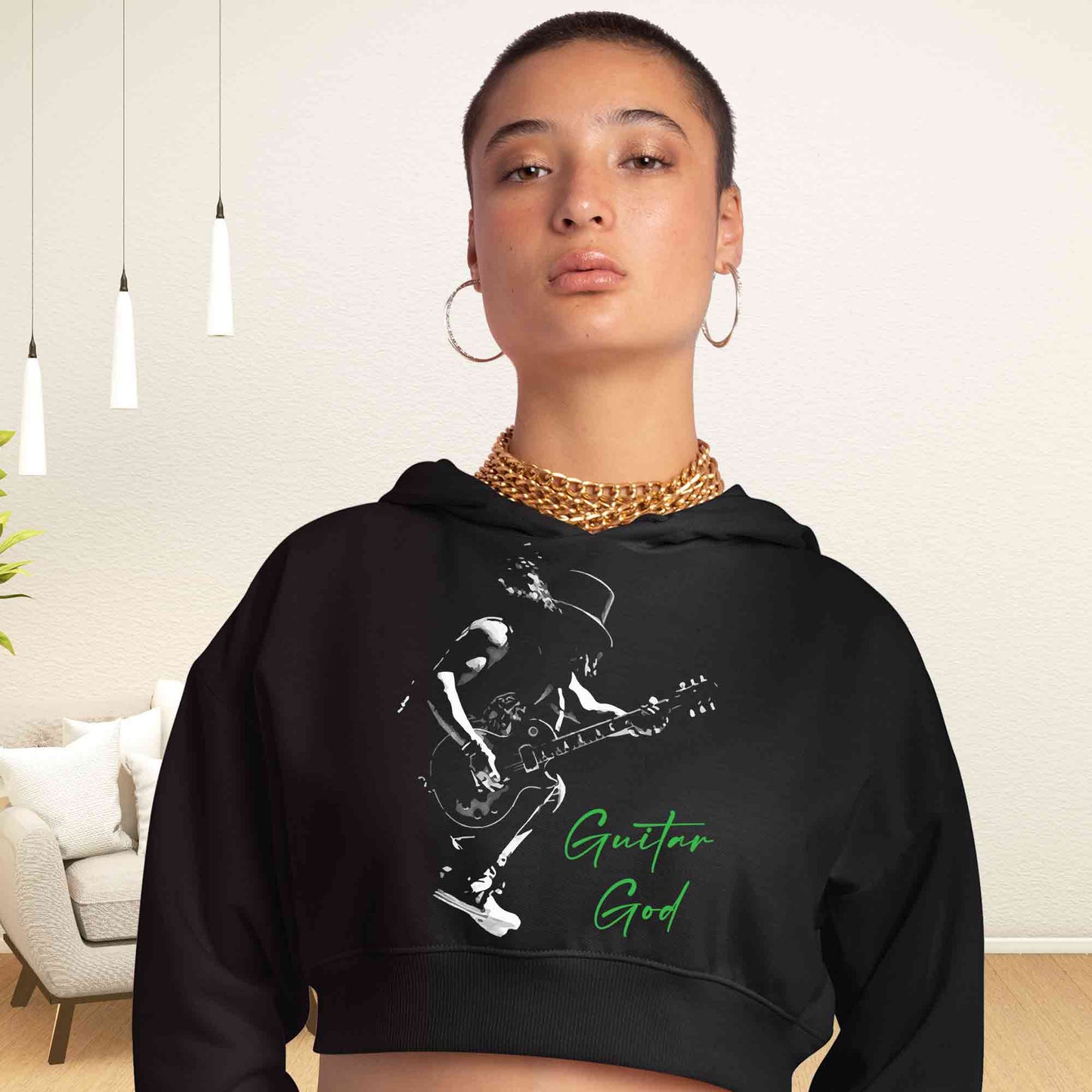 guns n' roses guitar god - slash crop hoodie hooded sweatshirt upper winterwear music band buy online india the banyan tee tbt men women girls boys unisex black