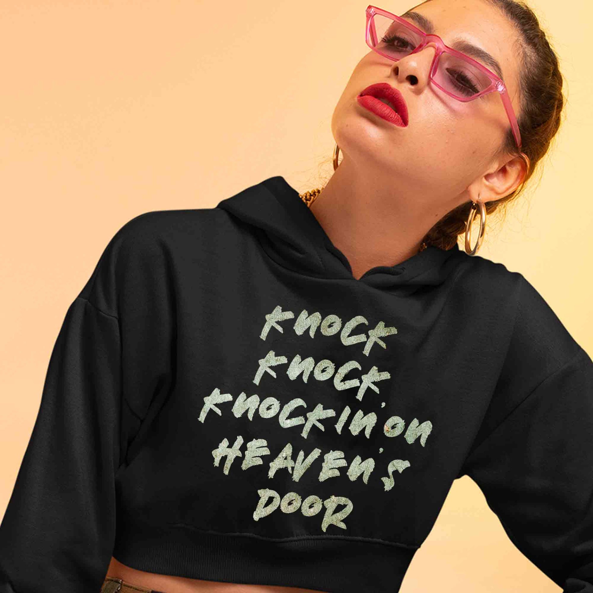 guns n' roses knockin' on heavens door crop hoodie hooded sweatshirt upper winterwear music band buy online india the banyan tee tbt men women girls boys unisex black