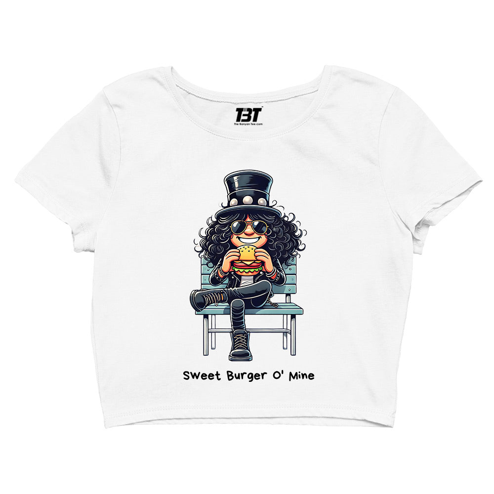 guns n' roses sweet burger o' mine crop top music band buy online india the banyan tee tbt men women girls boys unisex s
