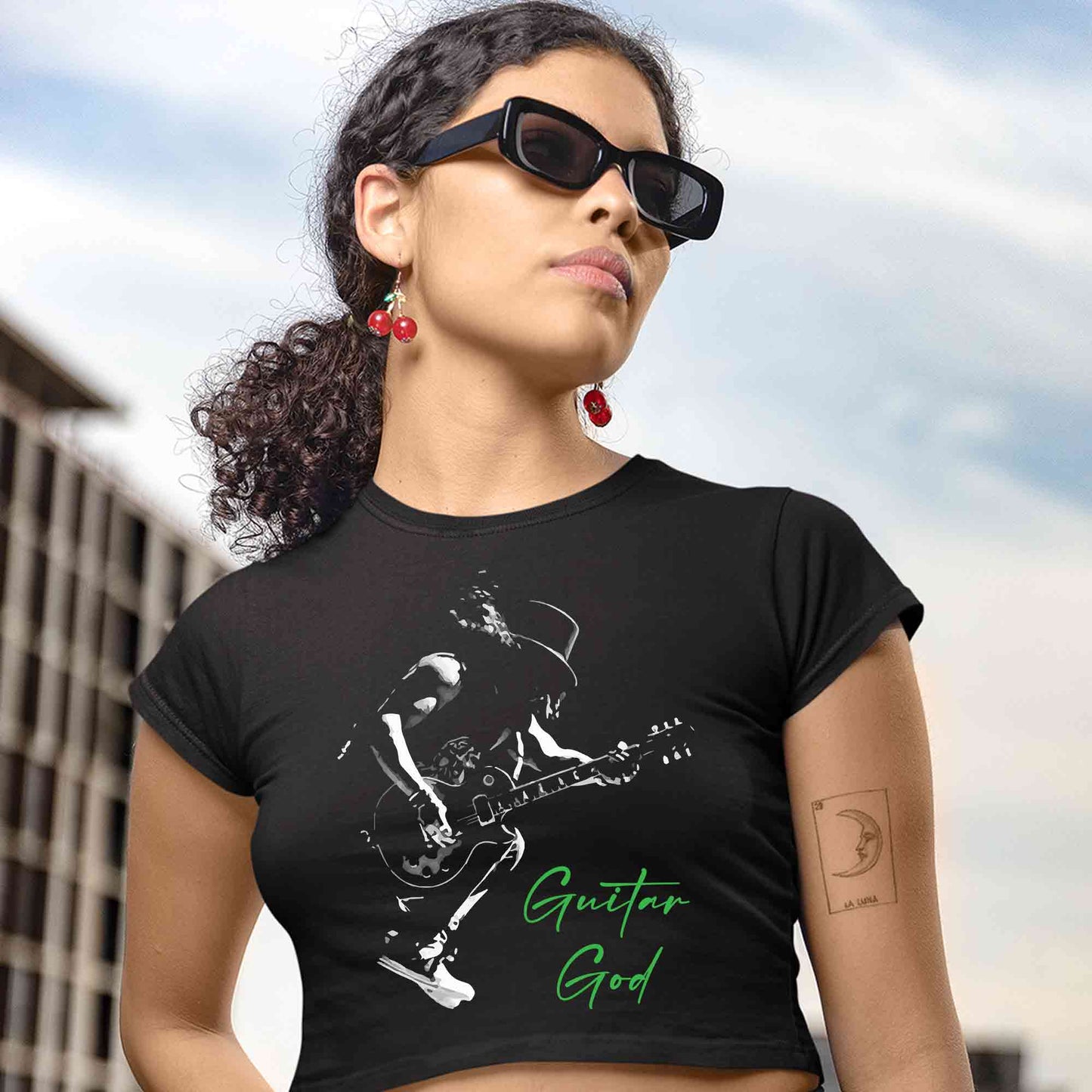 guns n' roses guitar god - slash crop top music band buy online india the banyan tee tbt men women girls boys unisex black