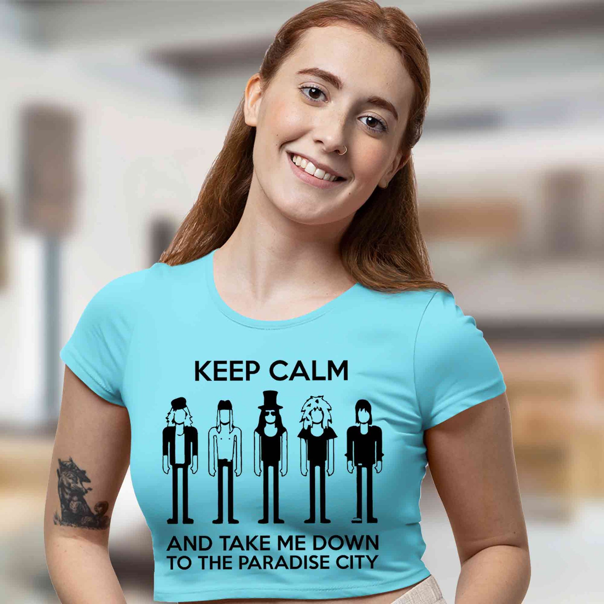 guns n' roses keep calm - paradise city crop top music band buy online india the banyan tee tbt men women girls boys unisex beige