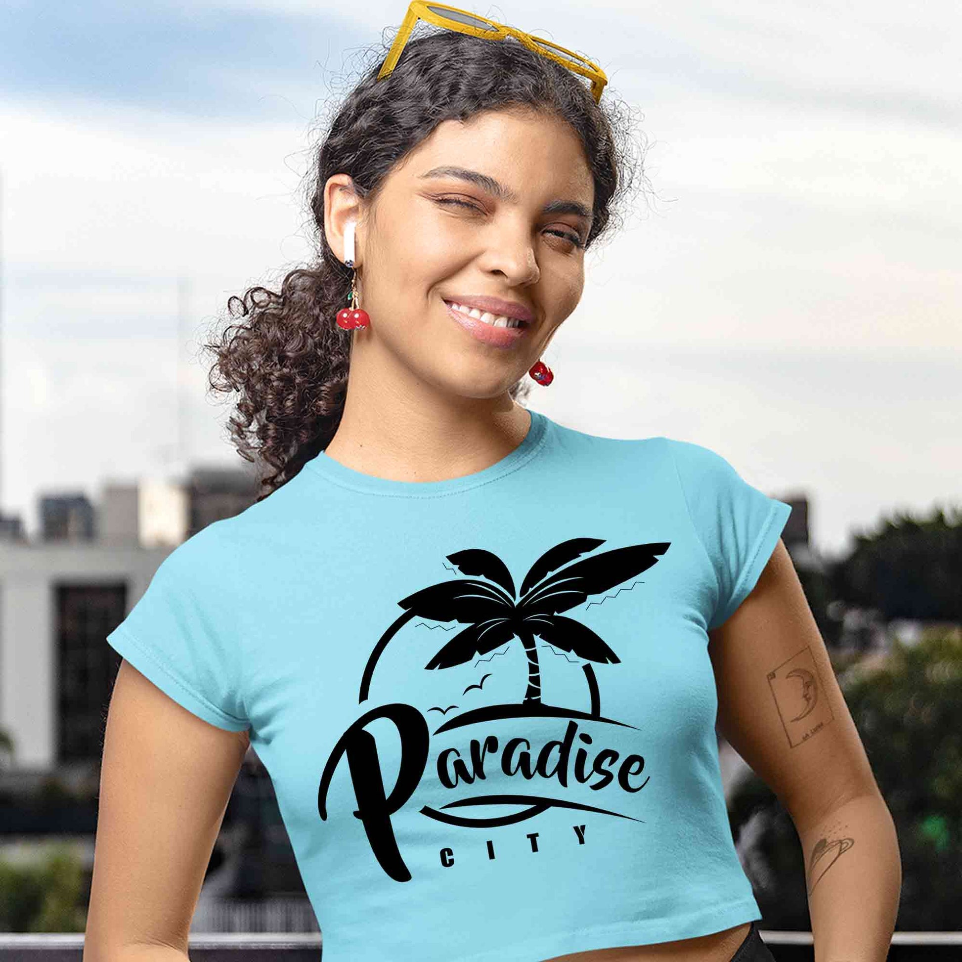 guns n' roses paradise city crop top music band buy online india the banyan tee tbt men women girls boys unisex Sky Blue
