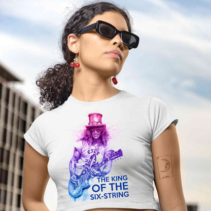 guns n' roses the king of the six string - slash crop top music band buy online india the banyan tee tbt men women girls boys unisex white