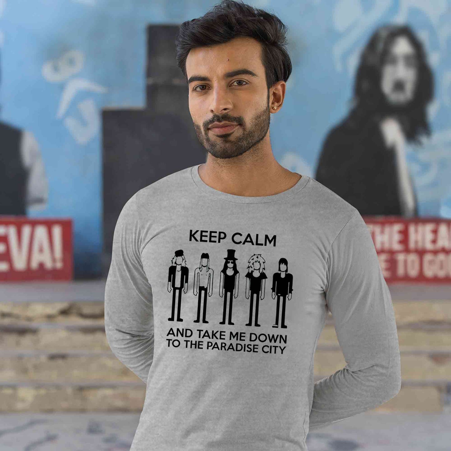 guns n' roses keep calm - paradise city full sleeves long sleeves music band buy online india the banyan tee tbt men women girls boys unisex gray
