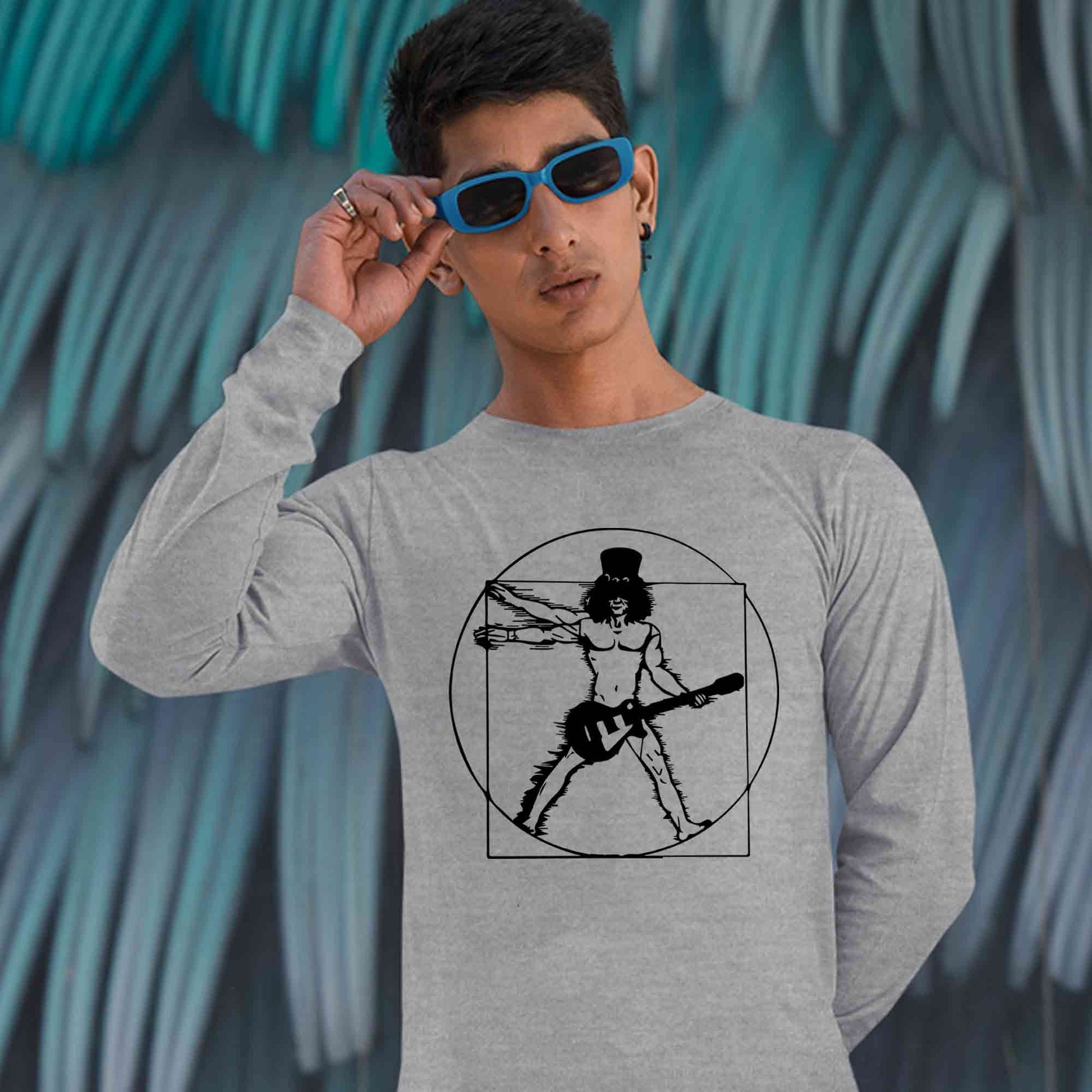 guns n' roses the vitruvian guitar man - slash full sleeves long sleeves music band buy online india the banyan tee tbt men women girls boys unisex gray