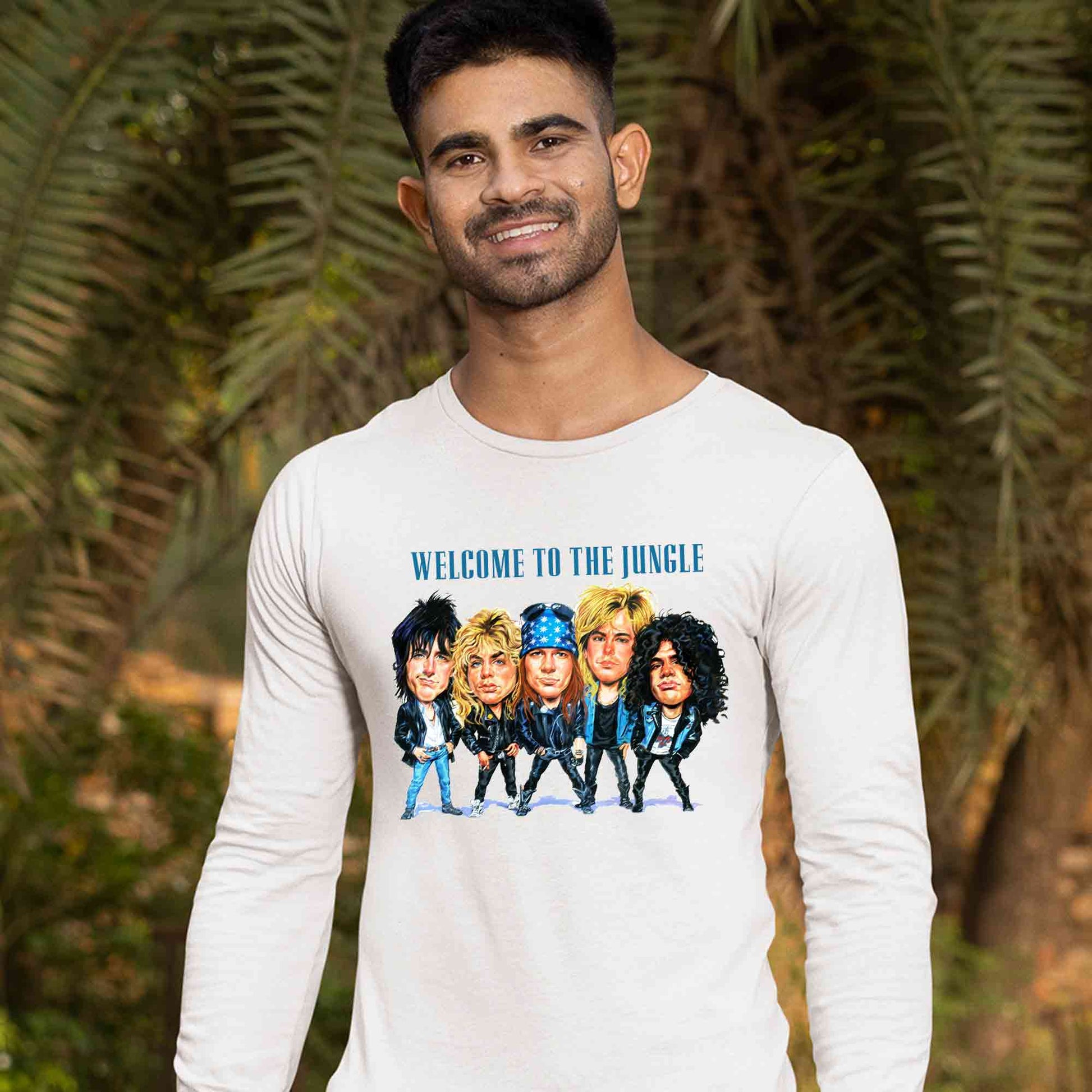 guns n' roses welcome to the jungle full sleeves long sleeves music band buy online india the banyan tee tbt men women girls boys unisex white