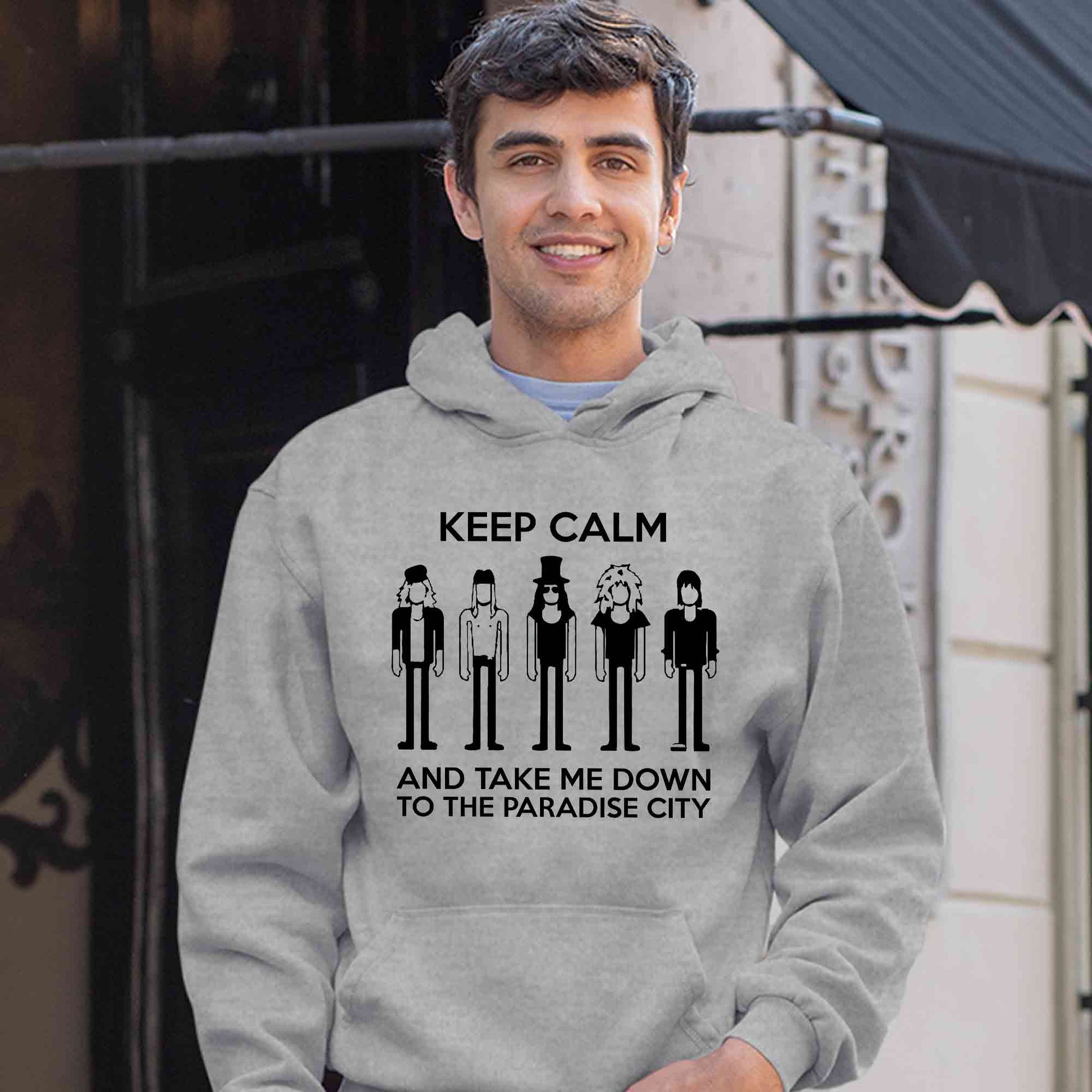 guns n' roses keep calm - paradise city hoodie hooded sweatshirt winterwear music band buy online india the banyan tee tbt men women girls boys unisex gray