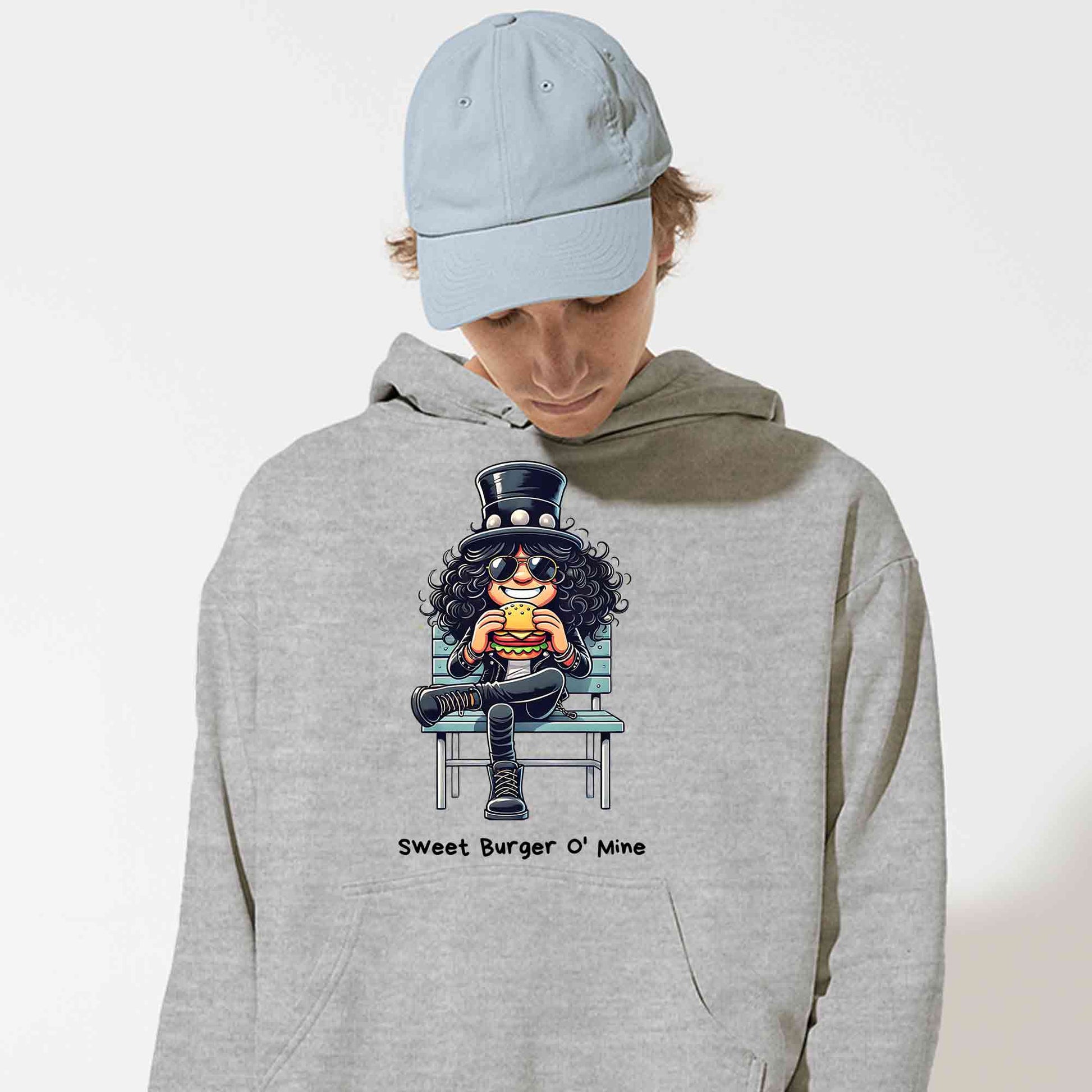 guns n' roses sweet burger o' mine hoodie hooded sweatshirt winterwear music band buy online india the banyan tee tbt men women girls boys unisex gray