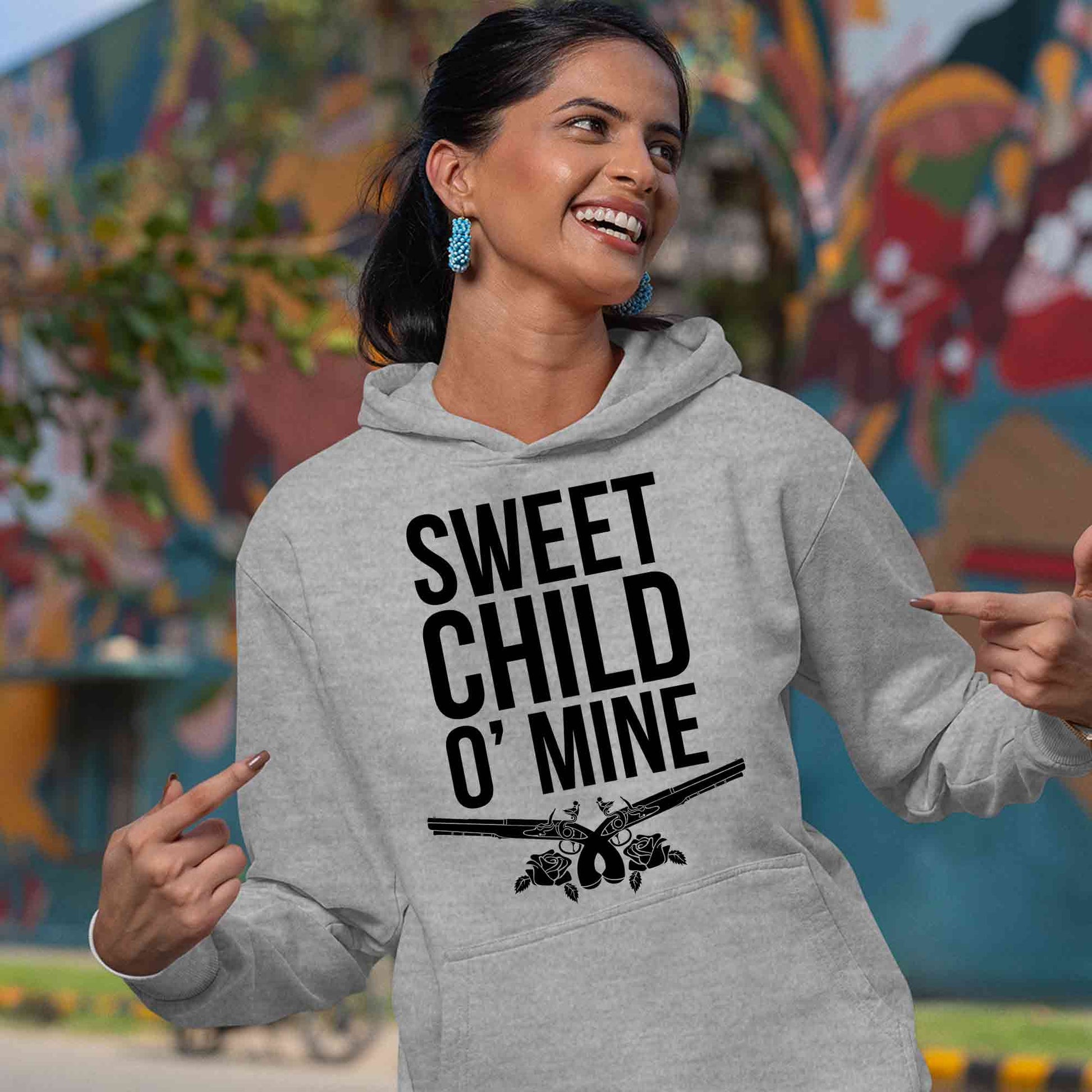 guns n' roses sweet child o' mine hoodie hooded sweatshirt winterwear music band buy online india the banyan tee tbt men women girls boys unisex gray