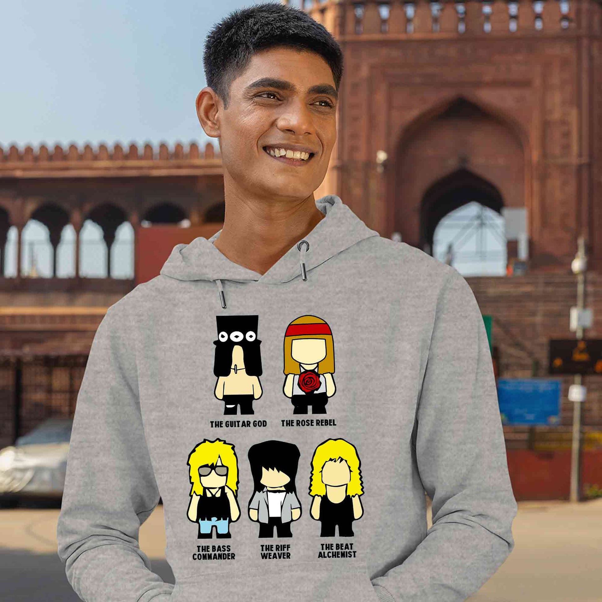 guns n' roses toon rebels hoodie hooded sweatshirt winterwear music band buy online india the banyan tee tbt men women girls boys unisex gray