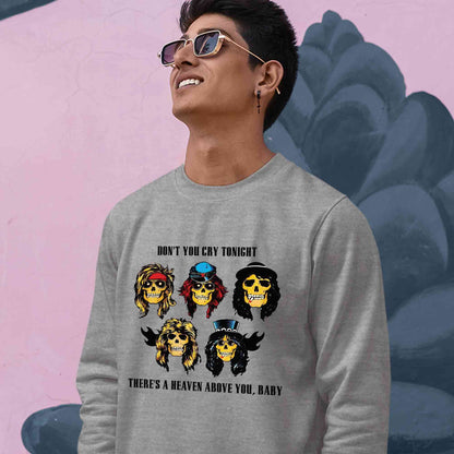 guns n' roses don't cry sweatshirt upper winterwear music band buy online india the banyan tee tbt men women girls boys unisex gray