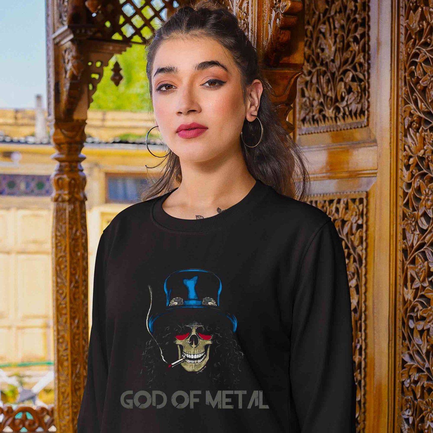 guns n' roses god of metal - slash sweatshirt upper winterwear music band buy online india the banyan tee tbt men women girls boys unisex black