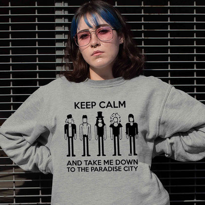 guns n' roses keep calm - paradise city sweatshirt upper winterwear music band buy online india the banyan tee tbt men women girls boys unisex gray