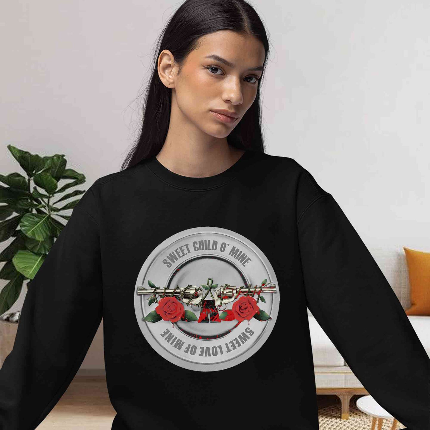 guns n' roses sweet child o' mine sweatshirt upper winterwear music band buy online india the banyan tee tbt men women girls boys unisex black