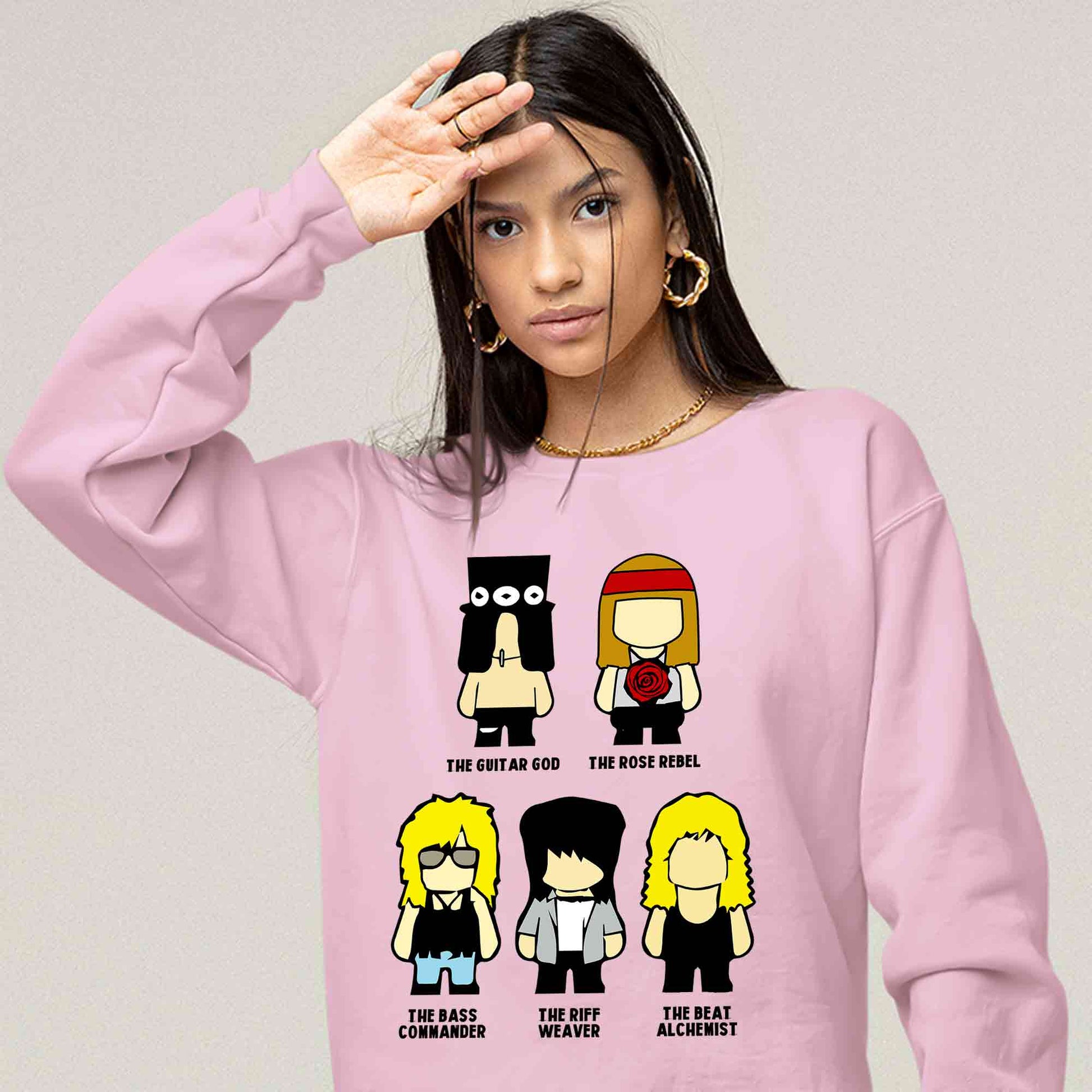 guns n' roses toon rebels sweatshirt upper winterwear music band buy online india the banyan tee tbt men women girls boys unisex baby pink