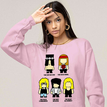 guns n' roses toon rebels sweatshirt upper winterwear music band buy online india the banyan tee tbt men women girls boys unisex baby pink