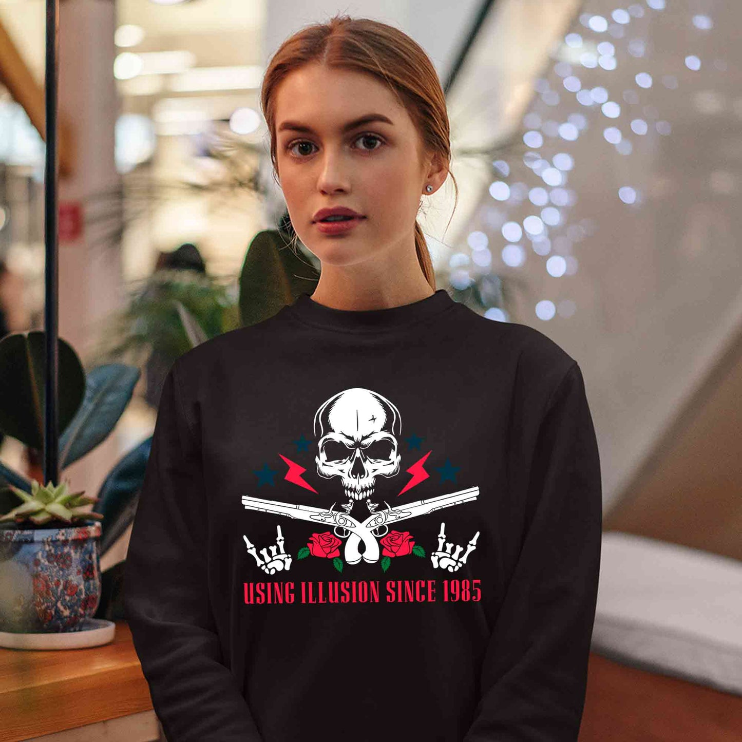 guns n' roses using illusion since 1985 sweatshirt upper winterwear music band buy online india the banyan tee tbt men women girls boys unisex black