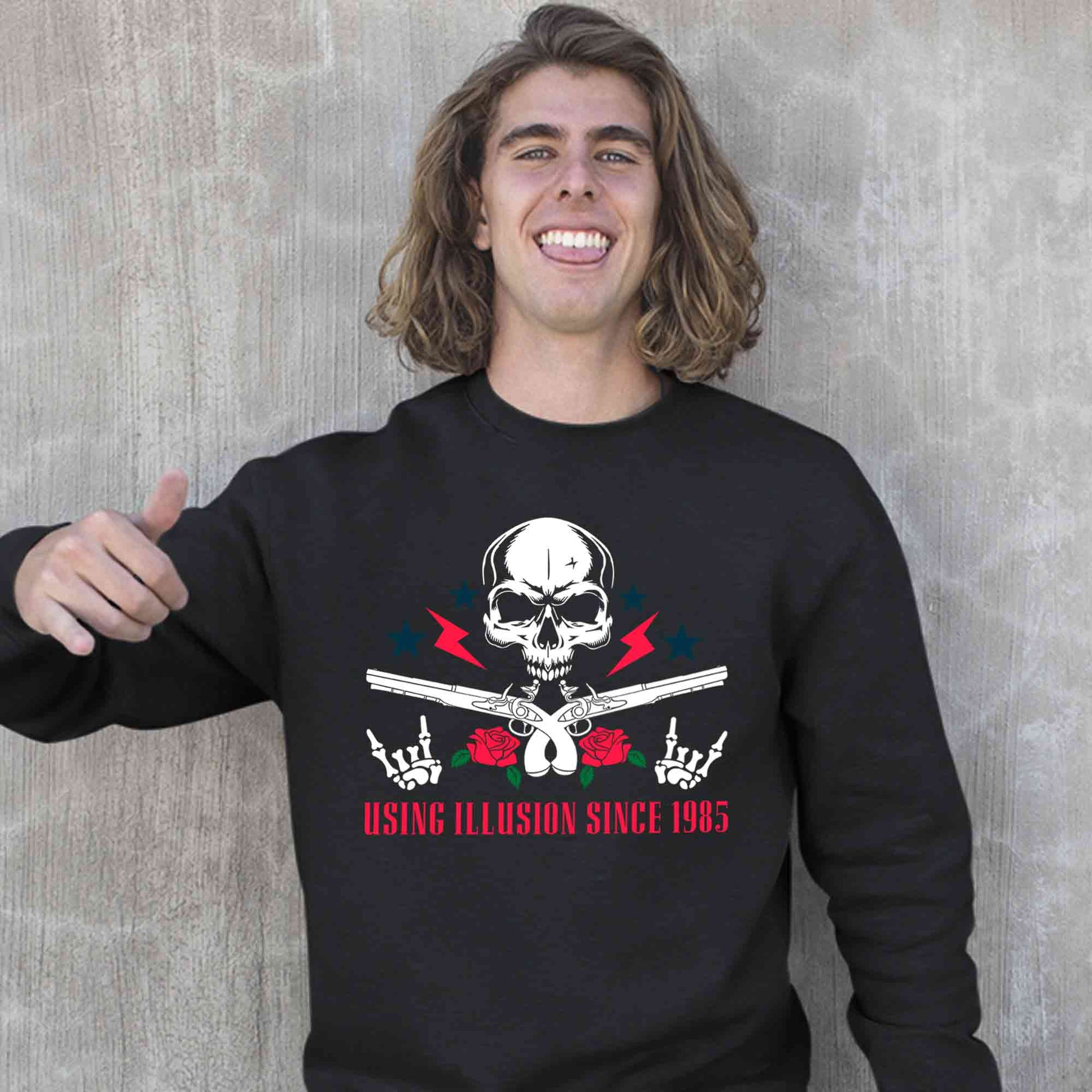 guns n' roses using illusion since 1985 sweatshirt upper winterwear music band buy online india the banyan tee tbt men women girls boys unisex black