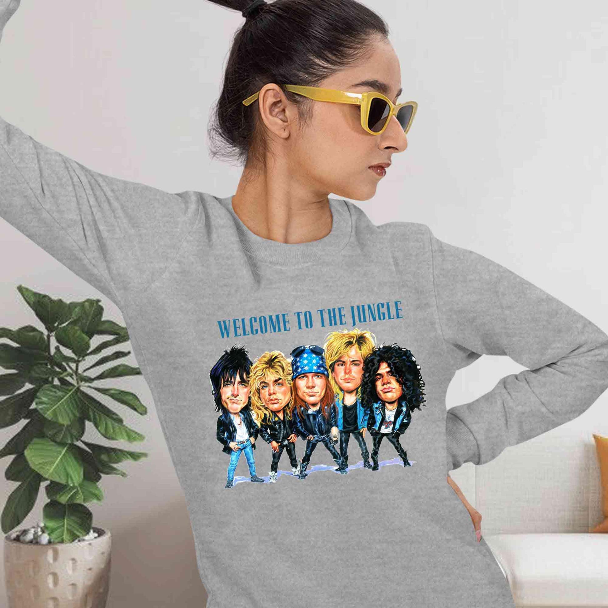 guns n' roses welcome to the jungle sweatshirt upper winterwear music band buy online india the banyan tee tbt men women girls boys unisex gray