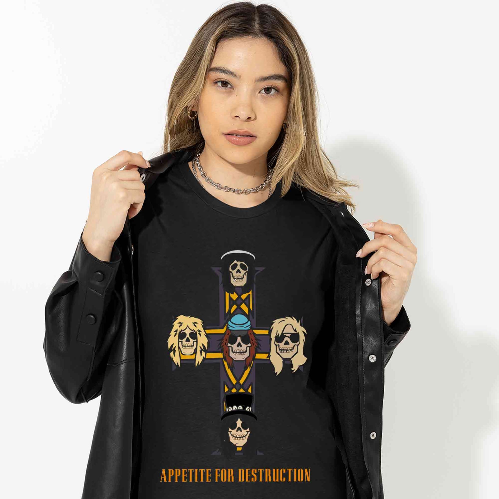 guns n' roses appetite for destruction t-shirt music band buy online india the banyan tee tbt men women girls boys unisex black