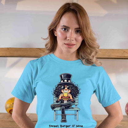 guns n' roses sweet burger o' mine t-shirt music band buy online india the banyan tee tbt men women girls boys unisex sky blue