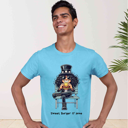 guns n' roses sweet burger o' mine t-shirt music band buy online india the banyan tee tbt men women girls boys unisex sky blue