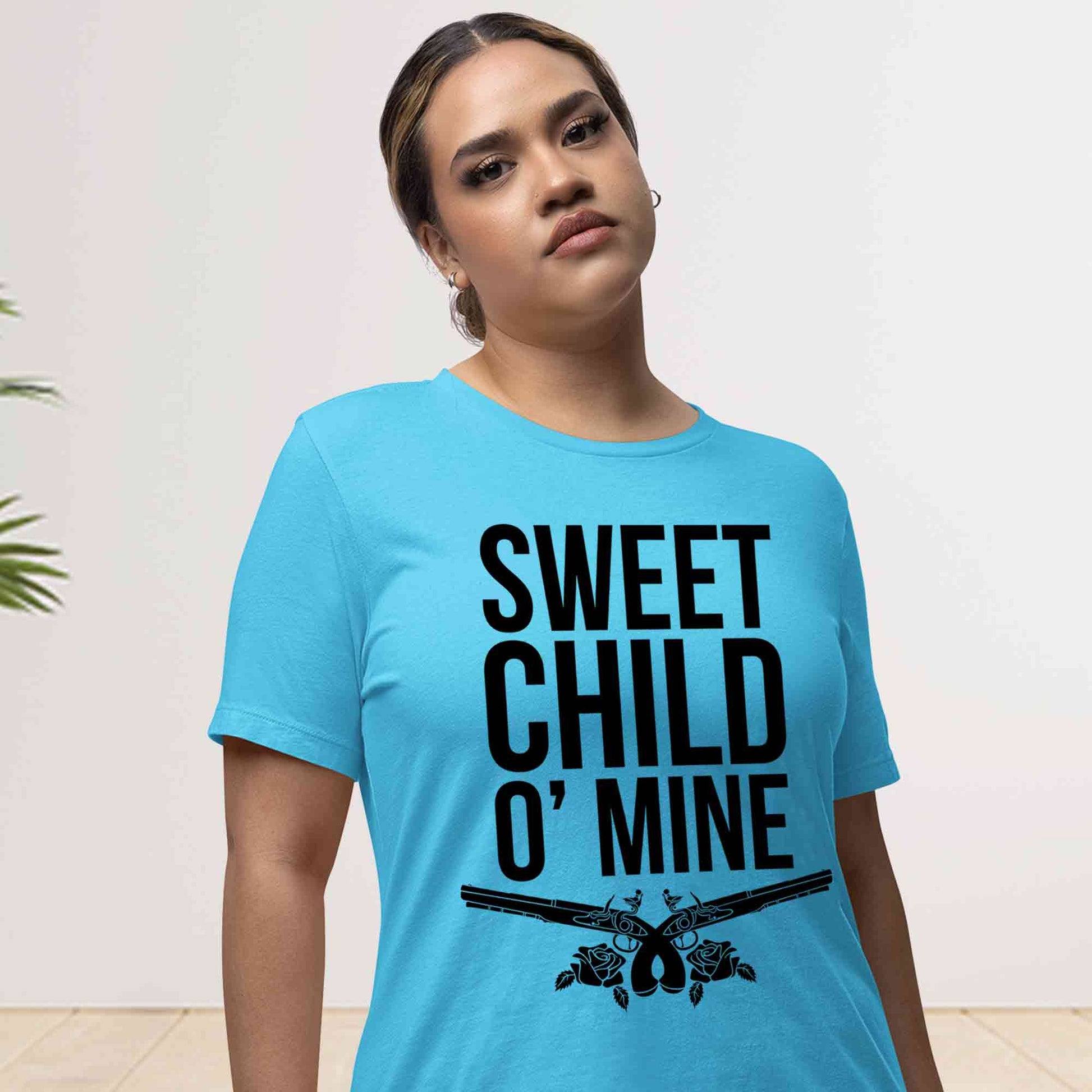 guns n' roses sweet child o' mine t-shirt music band buy online india the banyan tee tbt men women girls boys unisex Sky Blue