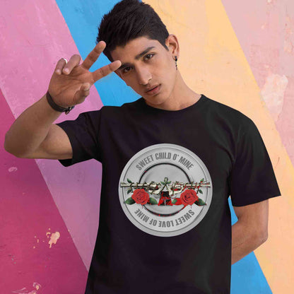 guns n' roses sweet child o' mine t-shirt music band buy online india the banyan tee tbt men women girls boys unisex black
