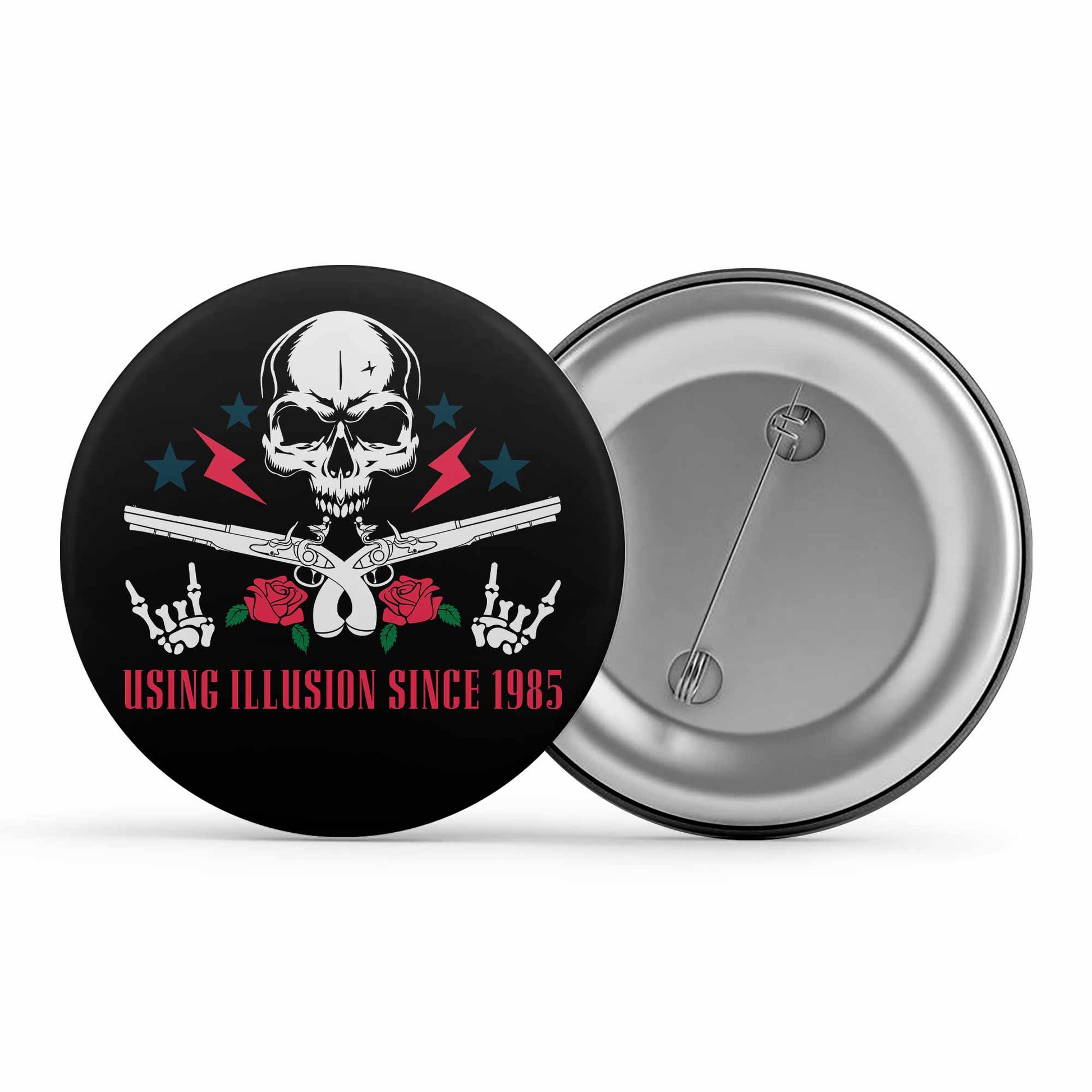 guns n' roses using illusion since 1985 badge pin button music band buy online india the banyan tee tbt men women girls boys unisex