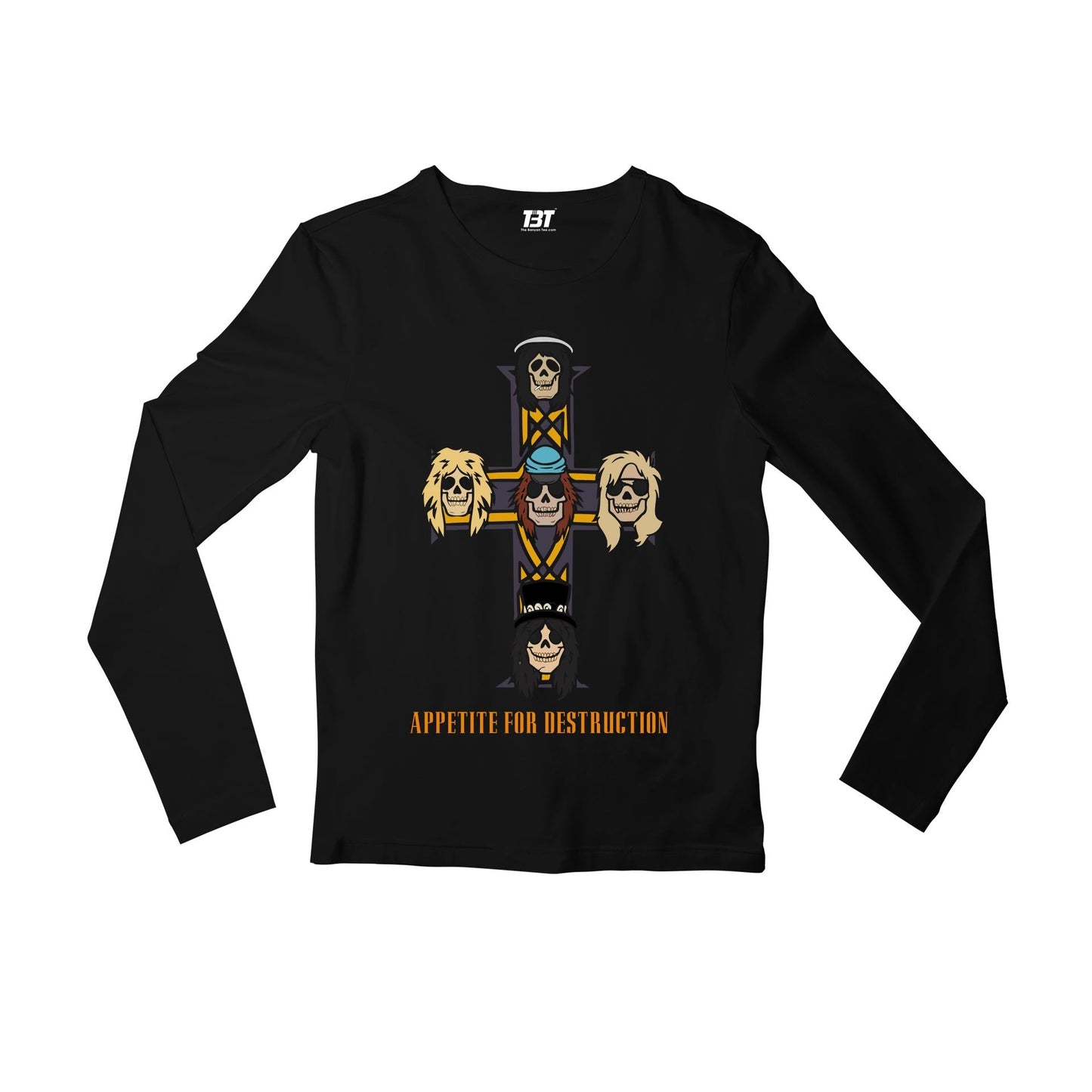 guns n' roses appetite for destruction full sleeves long sleeves music band buy online india the banyan tee tbt men women girls boys unisex black