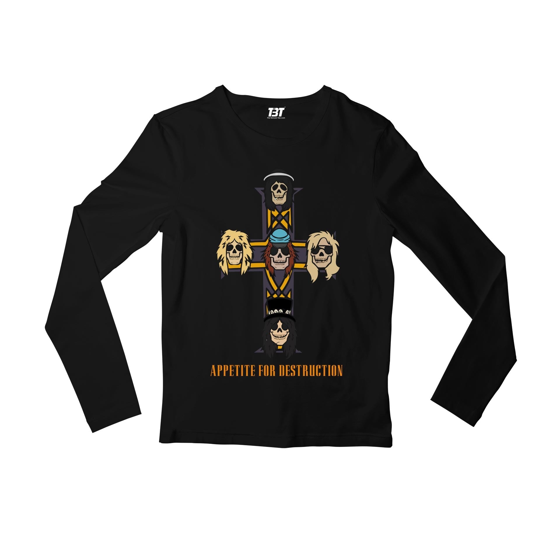 guns n' roses appetite for destruction full sleeves long sleeves music band buy online india the banyan tee tbt men women girls boys unisex black
