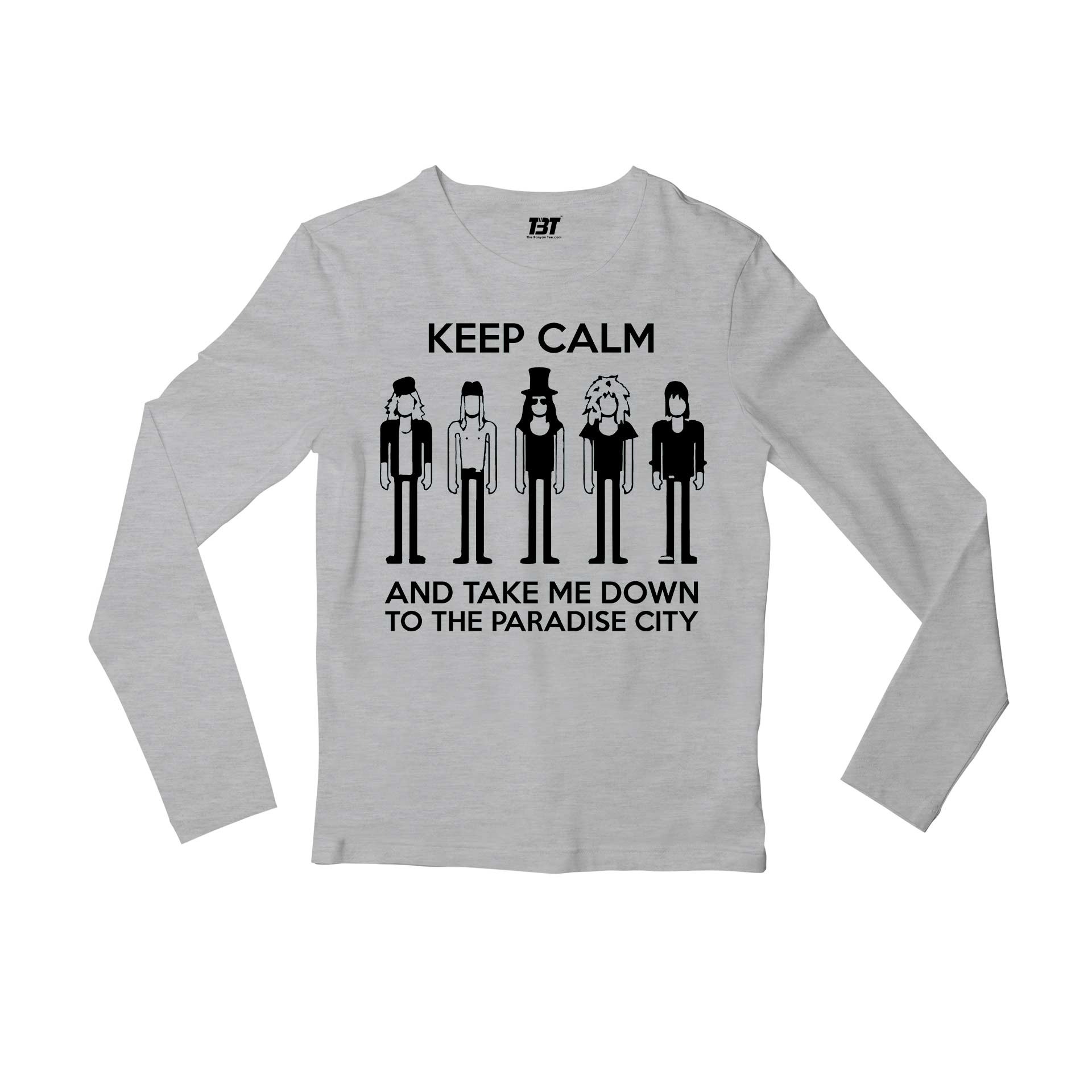 guns n' roses keep calm - paradise city full sleeves long sleeves music band buy online india the banyan tee tbt men women girls boys unisex gray