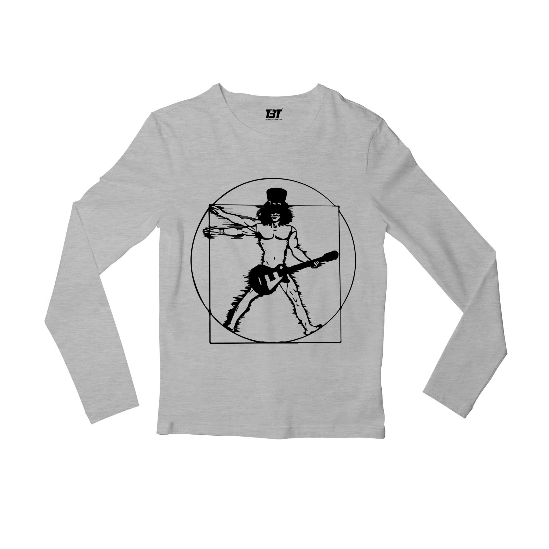 guns n' roses the vitruvian guitar man - slash full sleeves long sleeves music band buy online india the banyan tee tbt men women girls boys unisex gray