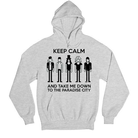 guns n' roses keep calm - paradise city hoodie hooded sweatshirt winterwear music band buy online india the banyan tee tbt men women girls boys unisex gray