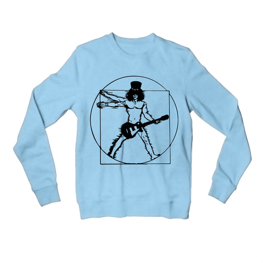 guns n' roses the vitruvian guitar man - slash sweatshirt upper winterwear music band buy online india the banyan tee tbt men women girls boys unisex baby blue