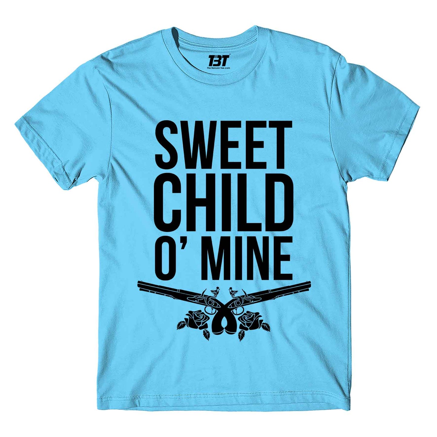 guns n' roses sweet child o' mine t-shirt music band buy online india the banyan tee tbt men women girls boys unisex Sky Blue