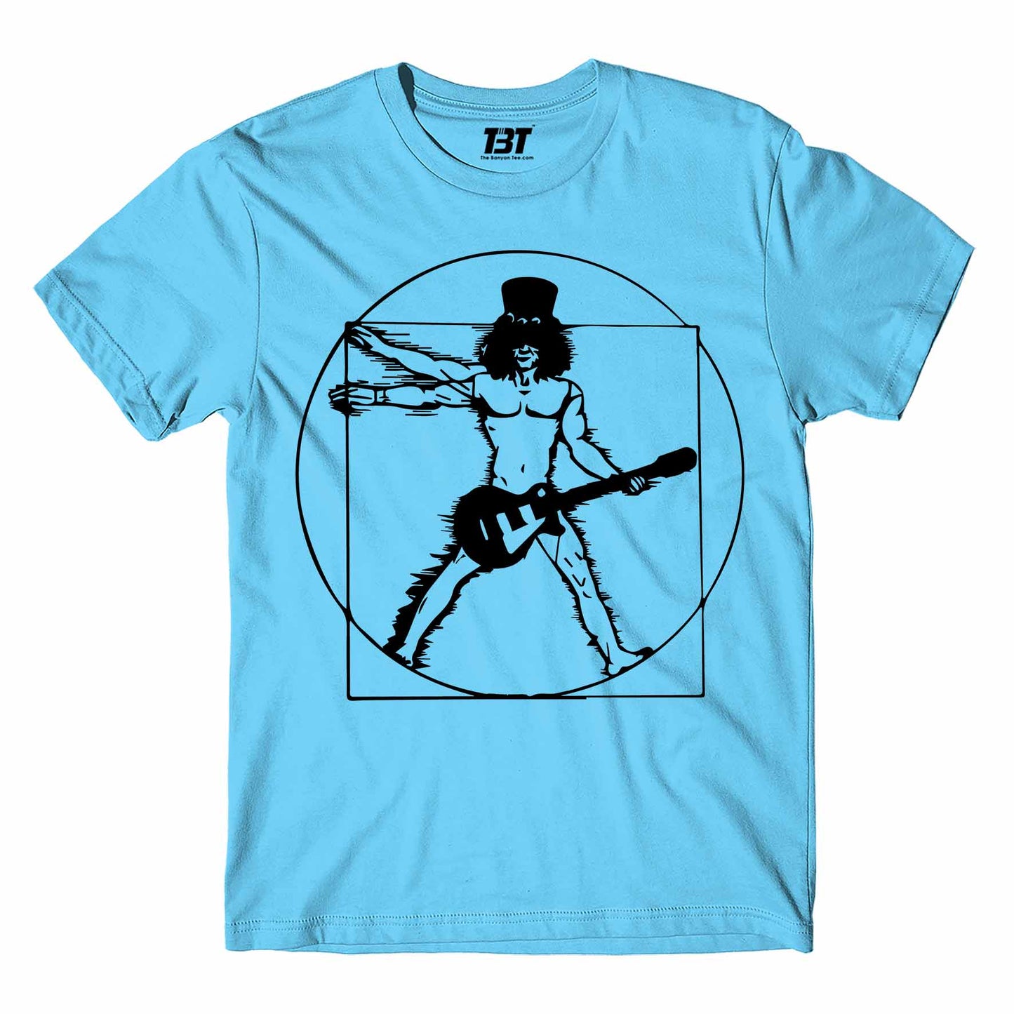 guns n' roses the vitruvian guitar man - slash t-shirt music band buy online india the banyan tee tbt men women girls boys unisex sky blue