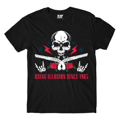 guns n' roses using illusion since 1985 t-shirt music band buy online india the banyan tee tbt men women girls boys unisex black