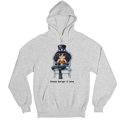 guns n' roses sweet burger o' mine hoodie hooded sweatshirt winterwear music band buy online india the banyan tee tbt men women girls boys unisex gray