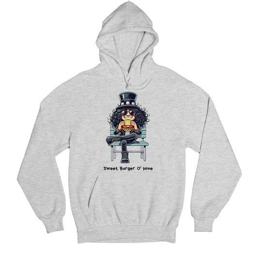 guns n' roses sweet burger o' mine hoodie hooded sweatshirt winterwear music band buy online india the banyan tee tbt men women girls boys unisex gray