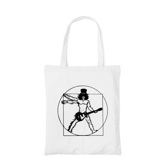 guns n roses vitruvian guitar man tote bag hand printed cotton women men unisex