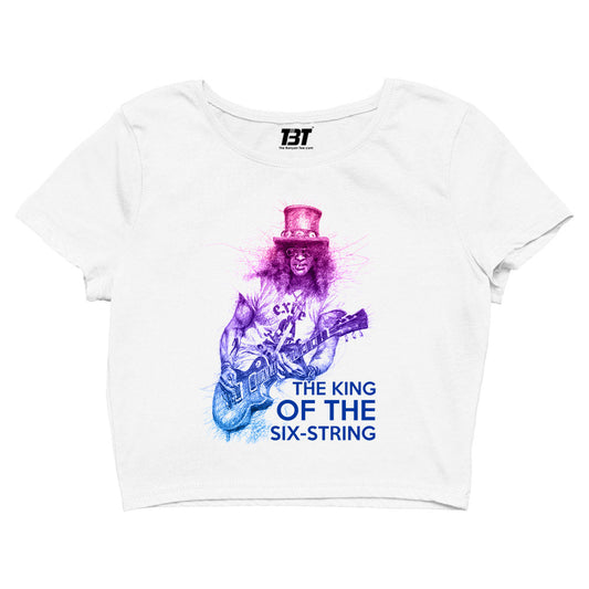 guns n' roses the king of the six string - slash crop top music band buy online india the banyan tee tbt men women girls boys unisex white