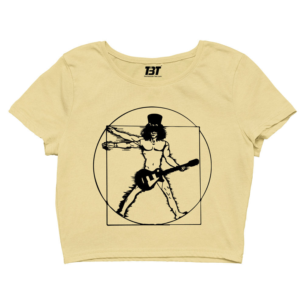 guns n' roses the vitruvian guitar man - slash crop top music band buy online india the banyan tee tbt men women girls boys unisex beige