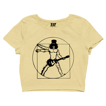 guns n' roses the vitruvian guitar man - slash crop top music band buy online india the banyan tee tbt men women girls boys unisex beige